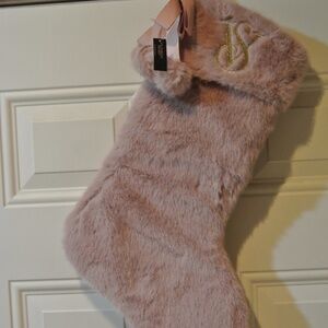 NWT VICTORIA SECRET MAUVE PINK FUR CHRISTMAS STOCKING
